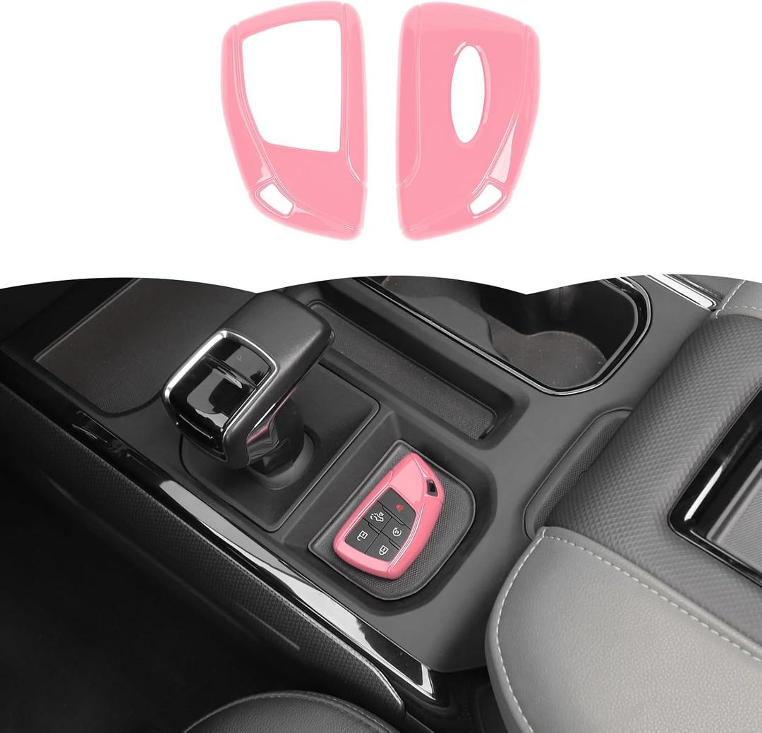 RT-TCZ Key Fob Case Cover Key Bag Holder Protection Shell Accessories for Chevy Silverado 2020-2024,Key Fob Cover for Chevrolet Chevy Suburban/Tahoe 2020 2021 2022 2023 2024 (Pink)