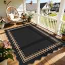 6x9 Scalloped Rug Easy Jute Washable Outdoor Patio Rug for Living Room