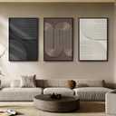 Azartslr Large 3D Abstract Solid Wood Framed Textured Wall Art, Modern Black White Sandstone Wall Decor For Living Room, Brown Minimalism 3piece Home Bedroom Art Painting, Geometric Artwork Dining Room Pictures Decoration, 24''W x 36''H x 3