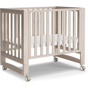 MAMAZING EvoNest Baby Crib, 3 in 1 Convertible Mini Crib with Wheels, 100% New Zealand Wood Crib, 4 Adjustable Mattress Height, GREENGUARD Gold Certified, Washed Natural, 40.1"L x 25.7"W x 35.4"H