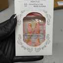 Almond Press on Nails for Women Pink Gradient Floral Medium, Fake Nails with Gold Line & Pearl Beads Design