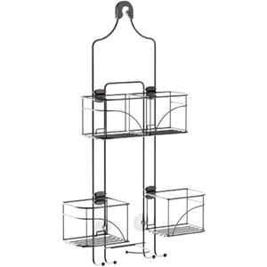Zenna Home Modern Bronze Expandable Rust-Resistant Over-the-Shower Caddy, 4 Load, Hanging Mount, Wall Mount, 10.25"D x 16"W x 24.75"H, Bronze