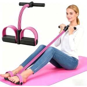 6-Tube Pedal Resistance Band for Women,Fixed High Resistance Foot Pedal Exerciser,Anti-Snap Home Gym Workout Equipment for Abdomen,Waist,Arm,Leg,Glutes,Full Body Toning & Strength Training (Pink)