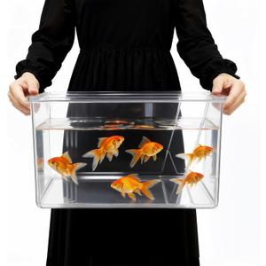 Geelin 2.5 Gallon Plastic Fish Tank Large Bowl Shatterproof with Crystal Clear Clarity for Terrarium, Flower Vase Centerpiece Gift for Fish Lovers (Square)