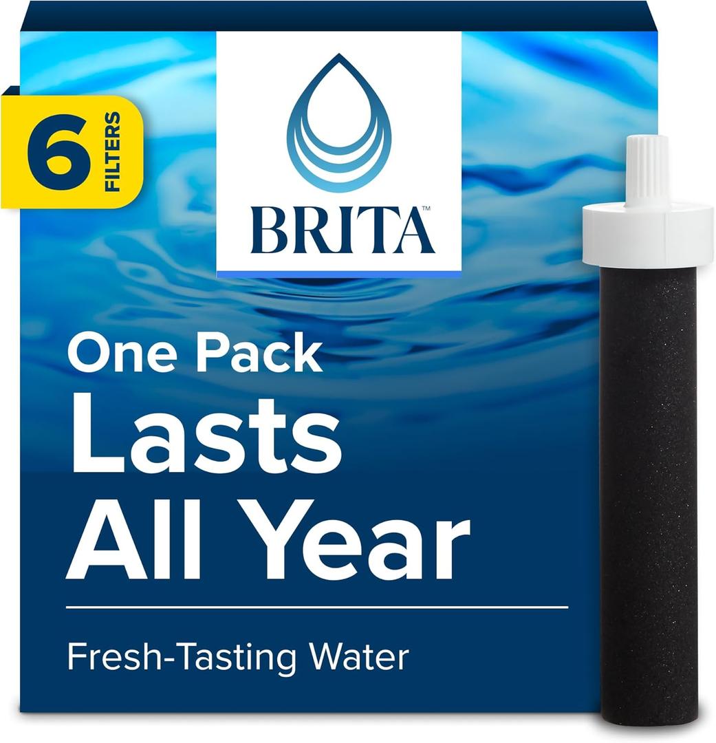 Brita Water Bottle Replacement Filters, BPA-Free, Replaces 1,800 Plastic Water Bottles a Year, Lasts Two Months or 40 Gallons, Includes 6 Filters