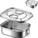 Stainless Steel Bento Box - Adult Lunch Box Leak-Proof Container for Home, Office, Picnic, Camping, and Travel - Rectangular Metal Lunch Box (22cm, Single Layer)