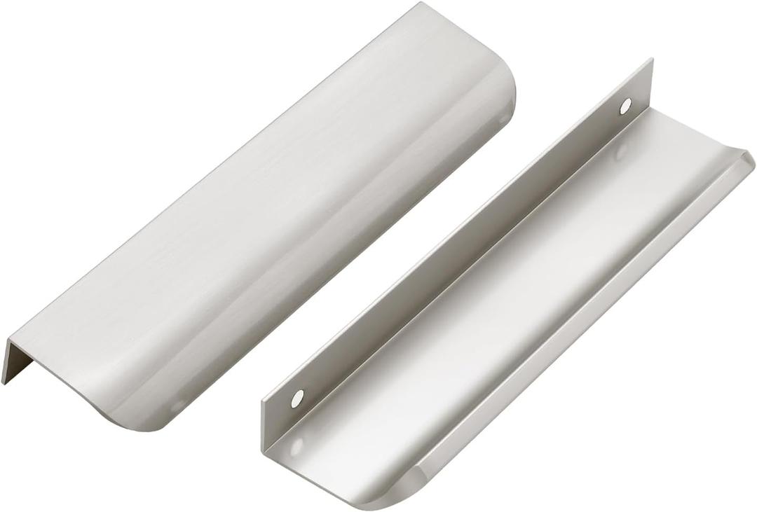 6 Pack Cabinet Handles Finger Edge Pulls 150mm/5.9 inch Silver Drawer Edge Pulls Brushed Nickel Finger Pulls for Cabinets Concealed Handles