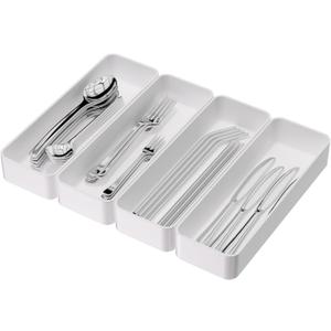 CHANCETSUI Stackable Utensil Organizer For Kitchen Flatware: Plastic Kitchen Cutlery Holder Trays, Cooking Silverware Storage For Drawer, Cabinets, Countertops Supplies