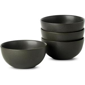 4 x Cereal Bowls, 24 oz Soup Bowls Set of 4, Ceramic Bowls Set for Salad, Fruit, Breakfast, Dessert, Stoneware Bowls for Kitchen, Dishwasher & Microwave Safe, Matte Black