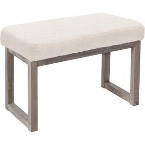CangLong 27" Wide Rectangle Ottoman Bench, Velvet Look Footrest for Living Room, Bedroom & Hallway, White