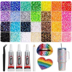 Resin Jelly Rhinestones for Bedazzling, Multifunctional Colorful DIY Resin Rhinestone Kit, Diamond Painting & Bedazzler Kit for Nails, Books, Crafts, Multicolor Rhinestones (28Colors-30000PCS)