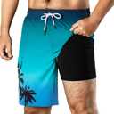 BRISIRA Mens Swim Trunks Bathing Suit 9 Inch Inseam Compression Liner Beach Long Board Shorts Swimsuit Anti-Chafe Quick Dry 40