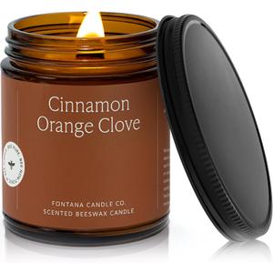 Fontana Candle Co Wood Wick Beeswax Jar Candle, Cinnamon Orange Clove  Made Safe with Coconut Oil & Pure Essential Oils  35+ Hrs Clean Burn, Long Lasting and Non-Toxic Candles for Home & Room Decor