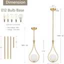 Gold Pendant Lights with Milky White Globe Glass Pendant Lights Kitchen Island Adjustable Mid Century Hanging Pendant Light Fixtures for Kitchen Dining Room Entryway, 1 Pack