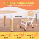 FUNLIO Kids Table and 4 Chairs Set for Ages 3-8, Height Adjustable Toddler Table and Chair Set, Easy to Wipe Arts & Crafts Table, for Classrooms/Daycares/Homes, CPC & CE Approved (5 pcs Set) - Natural, 23.5in*47in