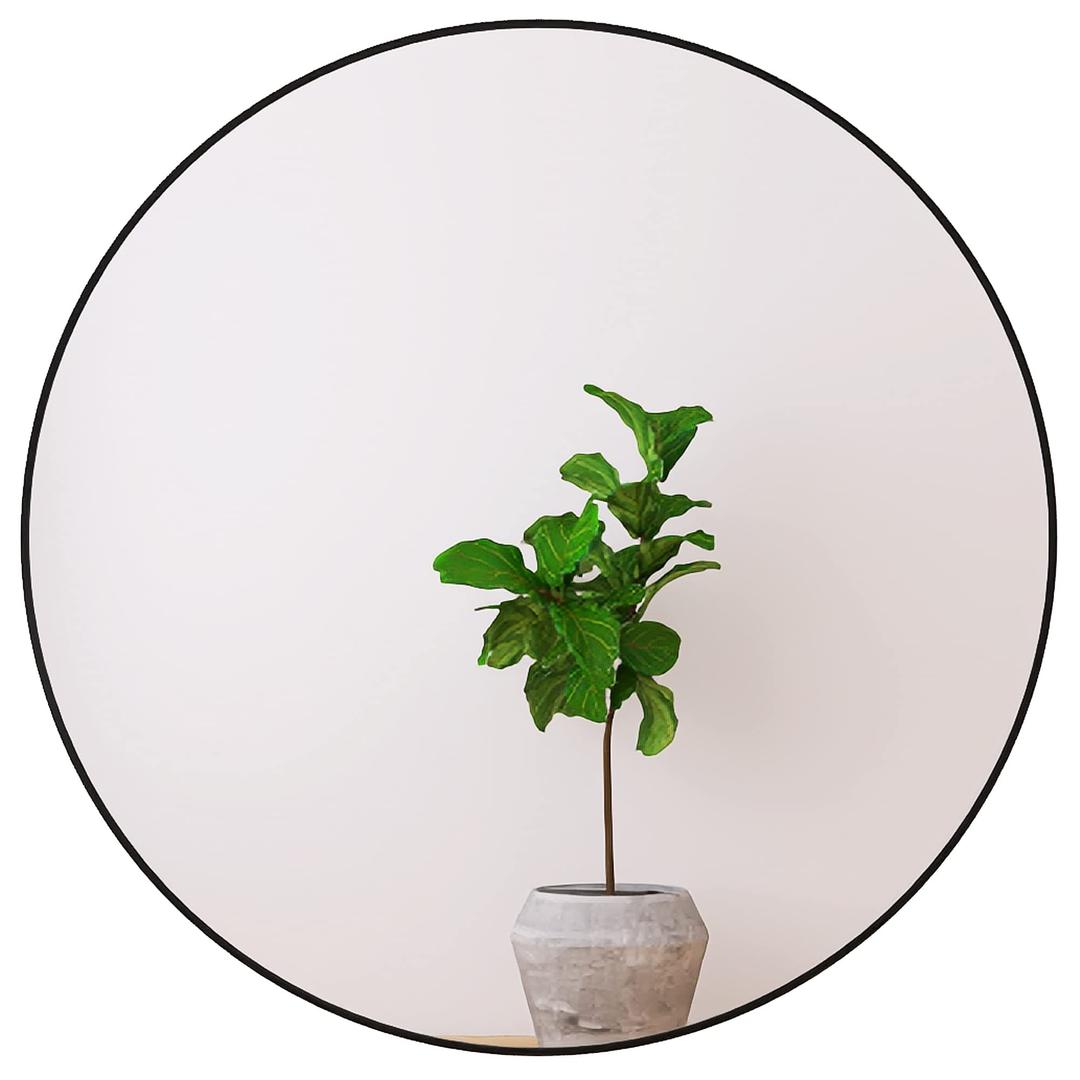 COHMJJY 23.6 Inch Circle Mirror with Brushed Metal Frame Round Bedroom Mirror Wall-Mounted Hanging Modern Decorative for Bathroom, Living Room