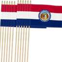 Heavy Duty 12 Pack 8x12 Inch Missouri Flags on Stick 35 Tall Yard Missouri Stick Flags Durable Break-Resistant 5/16 Birch Pole 300D Oxford Fabric Missouri Statehood Day St. Louis Heritage Day Driveway & Garden Decorations