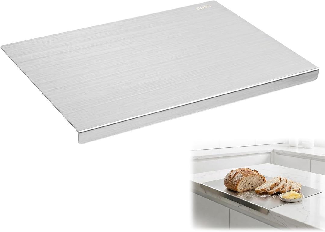 304 Stainless Steel Cutting Board with Lip, 15.7 x 11.8 Inch