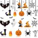 Halloween Tree Decorations Felt Hanging Ornaments Halloween Pumpkins Hanging Tree Decor Bats Witch Spiders Decorations for DIY Party Supplies
