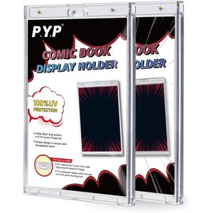 2ct Magnetic Comic-Book Display Cases - Crystal Clear One Touch Comic Book Holders, UV Protection Comic Book Slab Protectors, Premium Wall Mountable Comic Book Protective Holders, Fits Most Comics