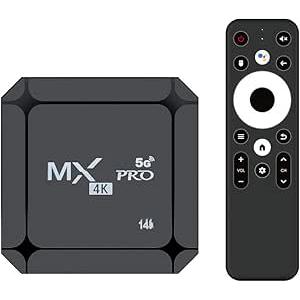 MXQ Pro 5G Android 14.0 TV Box 2025 Upgraded Ram 2GB ROM 16GB Dual Band 2.4G/5.8GHz WiFi6 BT5.0 4K AV1 USB 3.0 Ultra HD Voice Control Smart Home Player