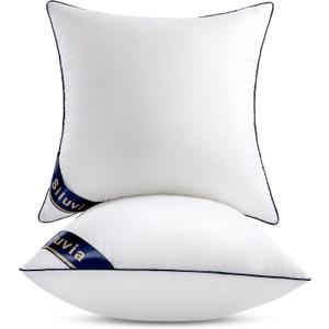 Siluvia 22"x22" Pillow Insert Set of 2 Square Throw 22 Pillows with 100% Cotton Cover for Sofa, Couch, and Bed - White