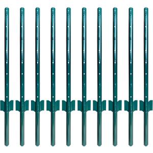 ARIFARO Sturdy Duty Metal Fence Posts 3 Feet,Pack of 10, 3-4-5-6-7 Feet No Digging Garden U Post for Wire Fencing Steel Fencing Poles for Yard, Outdoor (Green 10 PCS)