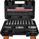 16pcs 3/8" Deep Well Bolt Extractor Set, Spark Plug Removal Extraction Socket Tool, Extractor Set for Damaged, Frozen, Rusted, Rounded-Off Bolts, Studs, Nuts & Screws, Cr-Mo Steel