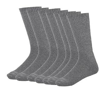MANARC Men Cotton Crew Socks Soft Comfortable Thin And Breathable on Top Durable Double Layer Cushioned Reinforced Sole. 4 Pack Dark Grey.