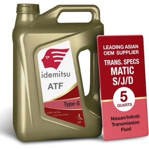 Idemitsu ATF Type S Automatic Transmission Fluid (Matic J, Matic D)  5 Quart | Engineered for Optimal Shifting and Extended Protection | Part Number 30040101-75000C020