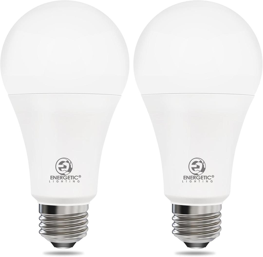 Radar Motion Sensor Light Bulbs, 14.5W 100W Equivalent A21 LED Bulb, 1500LM Dusk to Dawn LED Bulbs, Daylight 5000K Auto on/Off Motion Detector Light for Porch, Garage, Patio, E26 Base, 2 Pack