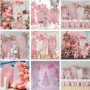 Arch Backdrop Cover Pink Floral Bows Birthday Party 2-Sided Arch Stand Spandex Fabric Covers Girls Baby Shower Fiesta Parties Decorations (2.6x6ft Cover, G4029)