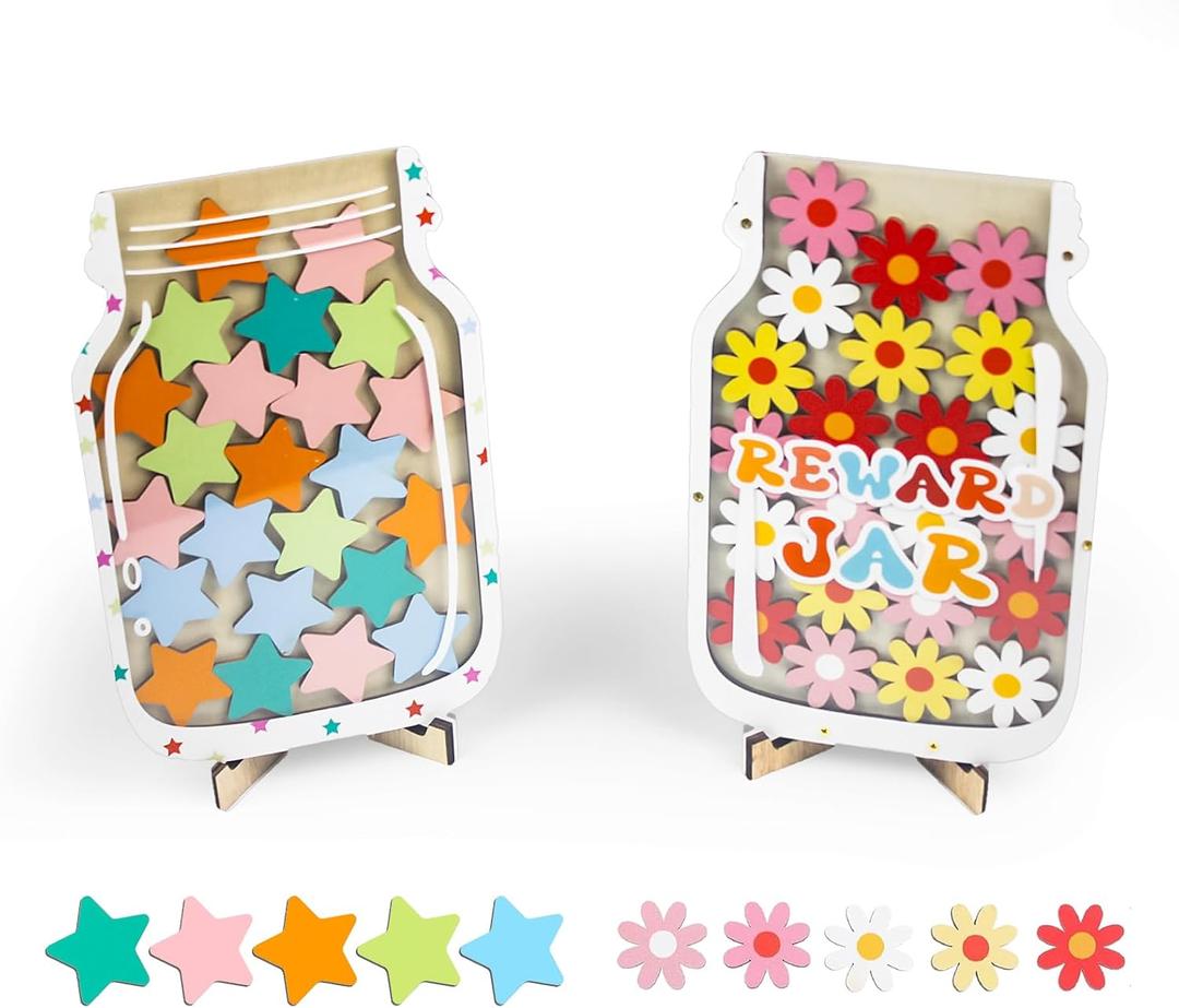 2pcs Magnetic Reward JarStar JarReward Chart for Kids,Behavior Chart for Kids at Home