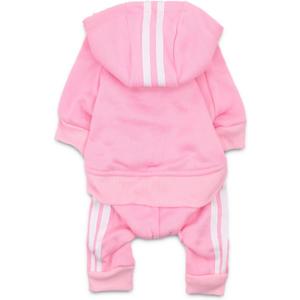 MeowWow Small Puppy Dog Hoodie Puppy Clothes Sweater 4 Legs Dogs Jumpsuit Fleece Sweatshirt Pet Outfit Girl Winter Clothes Cotton Pet Hoodies for Small Medium Dogs (Large (Check Size Chart), Pink-V1)