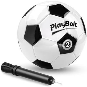 PlayBolt Soccer Ball Size 2/3/4 or 5 - Premium PVC Leather Cover - Youth Soccer Balls with Pump - Sports Training, Practice, Match & Game Ball for Kids, Toddlers, Teens & Adults (Pack of 1)