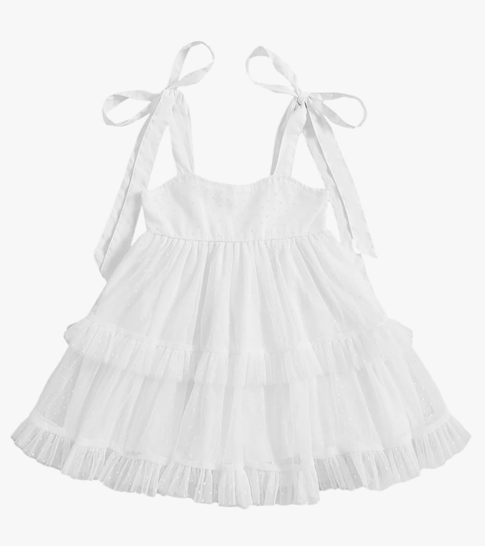 Toddler Baby Girl Summer Boho Dress Solid Color Spaghetti Strap Square Neck Tulle Dress Kids Beach Sundress. Size 12 -  18 Months