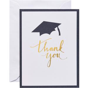 American Greetings Graduation Thank You Cards with Envelopes, Blank (50-Count) (Black, Gold, White)