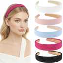 Wisecy Headbands for Women Non Slip Trendy Headbands for Women's Hair 1 inch Wide Cute Head Bands for Girls, Elastic Hair Bands for Women's Fashion Accessories (5Pcs) (Black, blue, rose red, pink, white)