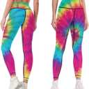 High Waisted Yoga Pants for Women Tummy Control 4 Way Stretch Running Workout Leggings Athletic Yoga Pants (Medium, Tie Dye)