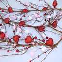 Winlyn 5.2 Ft Artificial Valentine's Day Garland Red Pink White Glitter Heart Garland with Berries for Valentine Party Holiday Wedding Festive Home Mantel Front Door Decor Dinner Table Centerpiece