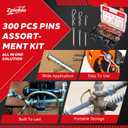 Cotter Pin Assortment Kit - 300PCS Heavy Duty Lynch Pin Set, Snap Pin, Hitch Pin & R Clip, Zinc-Plated Steel Linchpins for Tractor, Trailer, Truck, Lawn Mower, Farm Tools & Equipment