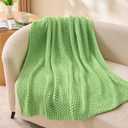 BEDELITE Chunky Cable Knit Throw Blanket, Acrylic Chunky Knitted Blankets, Super Soft Cozy Woven Green Throw Blanket for Sofa Couch Bed Room Home Decor, Gift for Women, 50"x60"