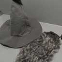 QACCF Qacf Long Curly Mens Wizard Mustache Wig Halloween Costume Cosplay Viking Fake Beard Wig (Grey)