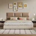 Light Brown Wall-Mounted Upholstered Headboard Panels, Faux Leather, 24x12 Inches, Pack of 12  DIY Soundproof Wall Padding for Full, Queen, or King Beds, Modern Wall Dcor, Easy to Clean