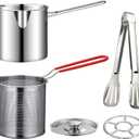 304 Stainless Steel Deep Fryer Pot with Basket, Stove Top Deep Fryer with Easy Grip Handle, Large Capacity Multifunctional Oil Strainer Pot For Frying Fish Shrimp Fries Chicken(Silver)
