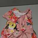MUSIDORA Solid Color & Floral Side Ruch Maternity Dress/Short Sleeve Bodycon Dress Baby Shower Daily Wear (Pink, S)