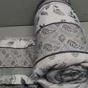 WONGS BEDDING Boho Floral Quilt Set King Size, Grey Striped Patchwork Bedspread Coverlet Set, Soft Farmhouse Floral Bedding Set for All Season (104"x90")