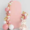 Wokceer 5FT Wedding Arch Cover Spandex Fitted Wedding Arch Stand Covers Round Top Chiara Arch Backdrop Cover for Birthday Party Ceremony Banquet Decoration Pale Pink