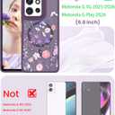 Yucenx for Motorola Moto G 5G 2026/G Play 2026 Floral Case with Screen Protector, Military Grade Magnetic Translucent Matte Girls Women Flower Pattern Protective Cover for Moto G 2025 (Deep Purple)