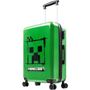 Minecraft Suitcase for Kids Teens Creeper Hard Shell Luggage Rolling Suitcase 4 Wheels Travel Essentials Vacations Trips (Large Green, M (H26.2 xW18, 46L))